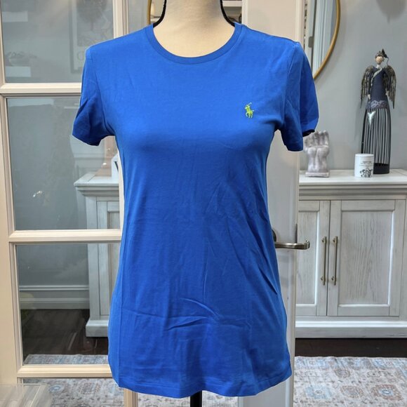 Ralph Lauren Royal Blue Crew Neck Cotton T-Shirt S - Picture 1 of 4